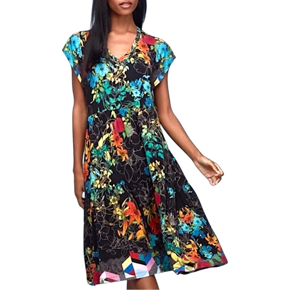 Johnny Was Nero Floral MIDI Dress